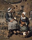 Brittany Canvas Paintings - Preparations for Market, Quimperle, Brittany